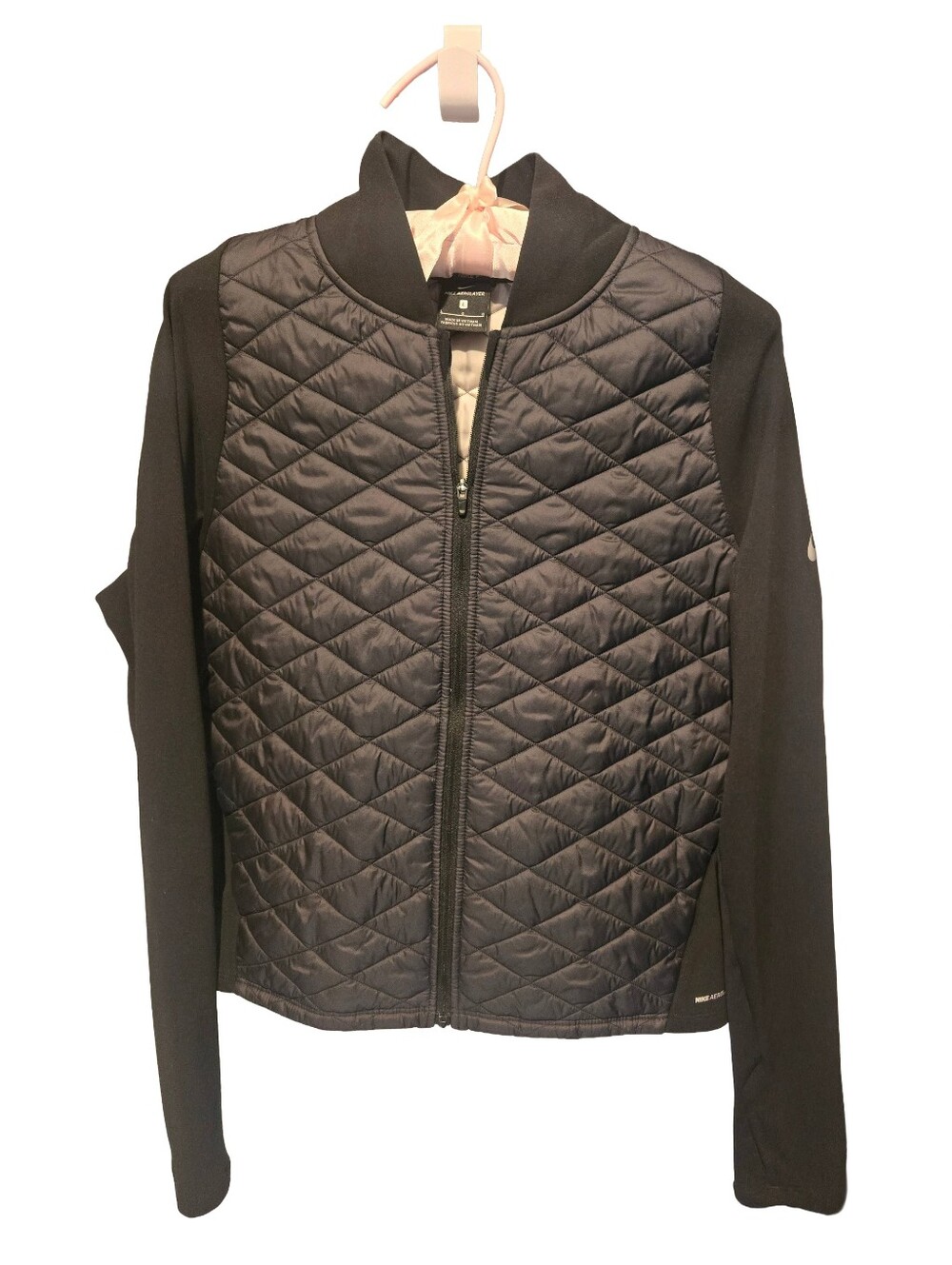 Nike Quilted Black Hybrid Aerolayer Running Jacket, Size Large